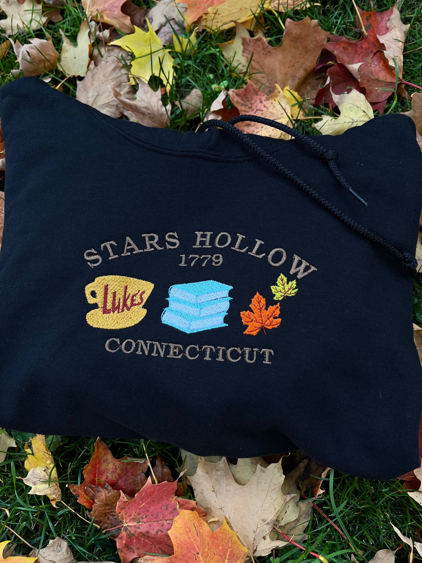 Stars Hollow Connecticut GG Varsity Embroidered Sweater