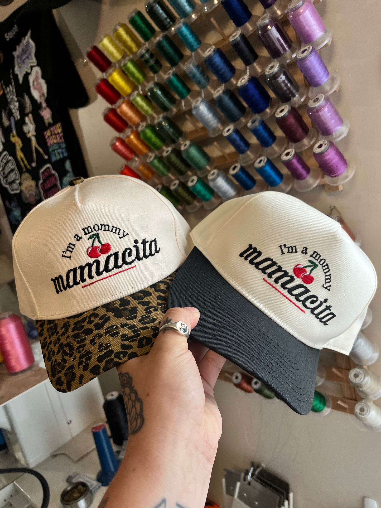 I'm A Mommy Embroidered Trucker Hat (Customize Hat & Thread Colours)
