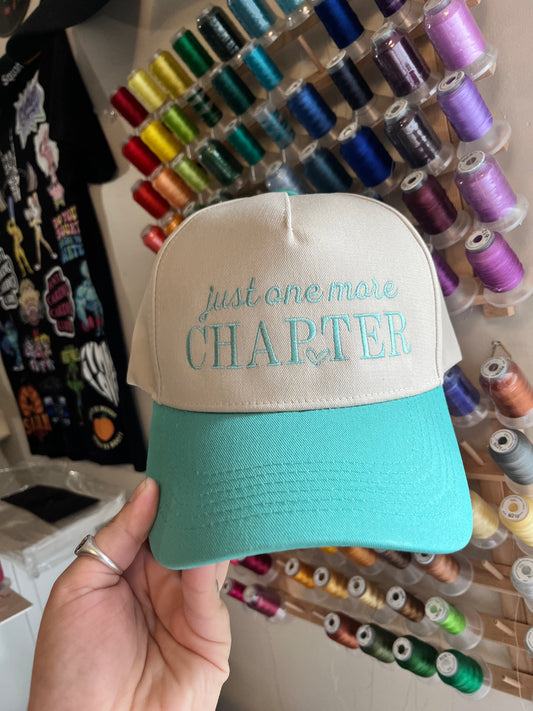 Just One More Chapter Embroidered Trucker Hat (Customize Hat & Thread Colours)
