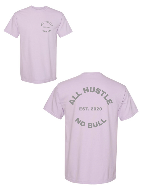 All Hustle No Bull Circle Logo Pressed Oversized T-Shirt (Lilac)