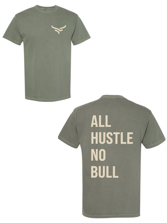 All Hustle No Bull Pressed Oversized T-Shirt (Moss)