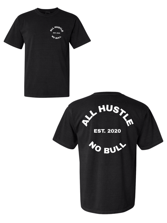 All Hustle No Bull Circle Logo Pressed Oversized T-Shirt (Black)