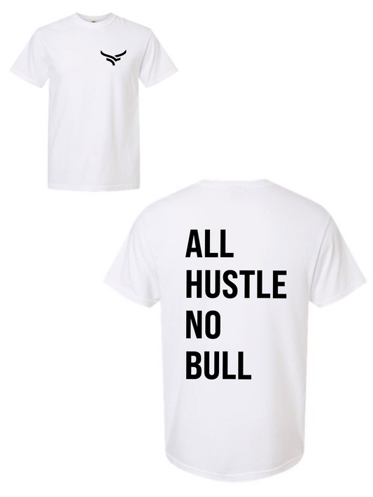 All Hustle No Bull Pressed Oversized T-Shirt (White)