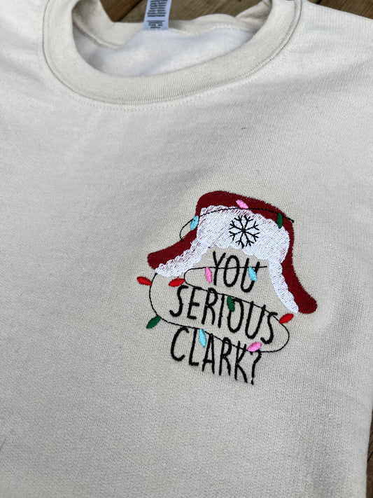 You Serious Clark? Embroidered Sweater