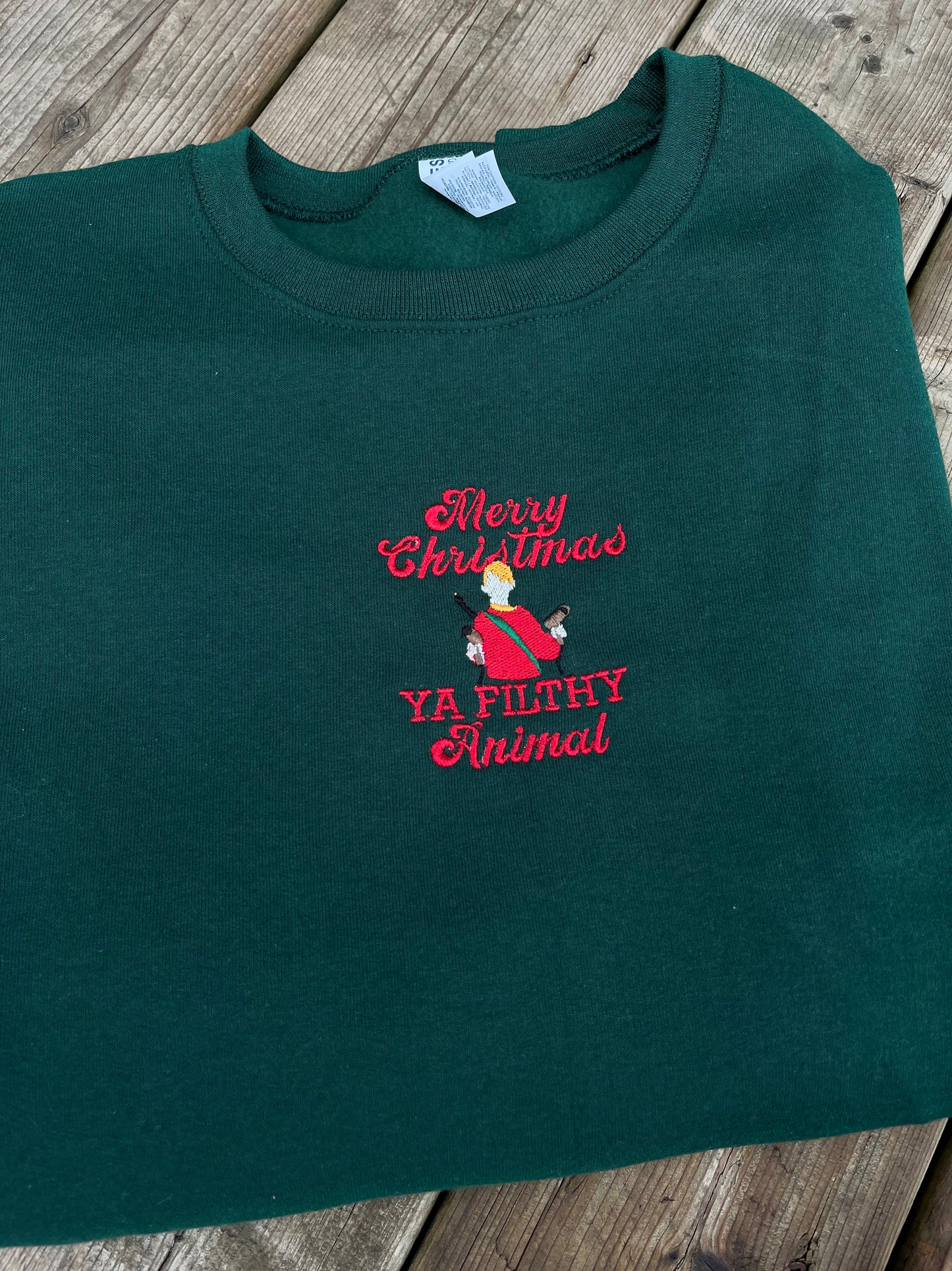 Merry Christmas Ya Filthy Animal Embroidered Sweater