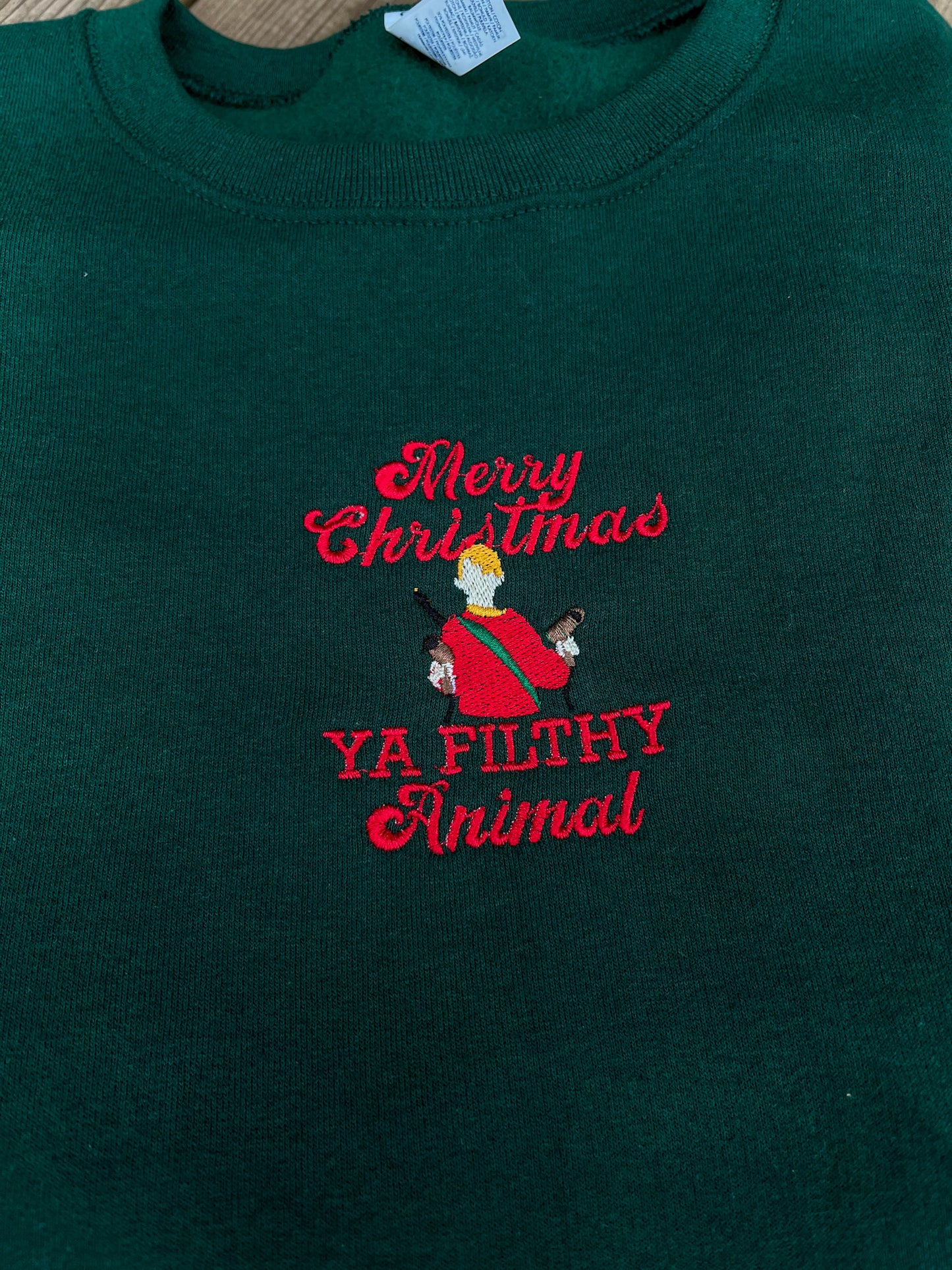 Ya Filthy Animal Home Alone Embroidered Sweater