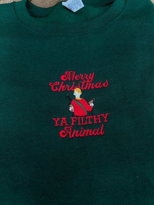 Ya Filthy Animal Home Alone Embroidered Sweater