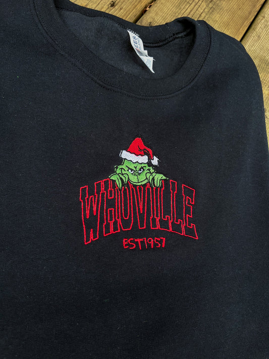 Whoville Grinch Embroidered Sweater