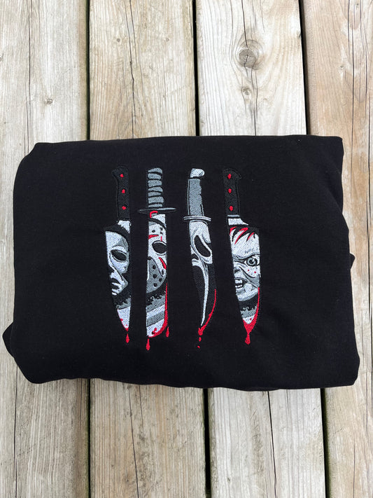Horror Icon Knives Embroidered Sweater
