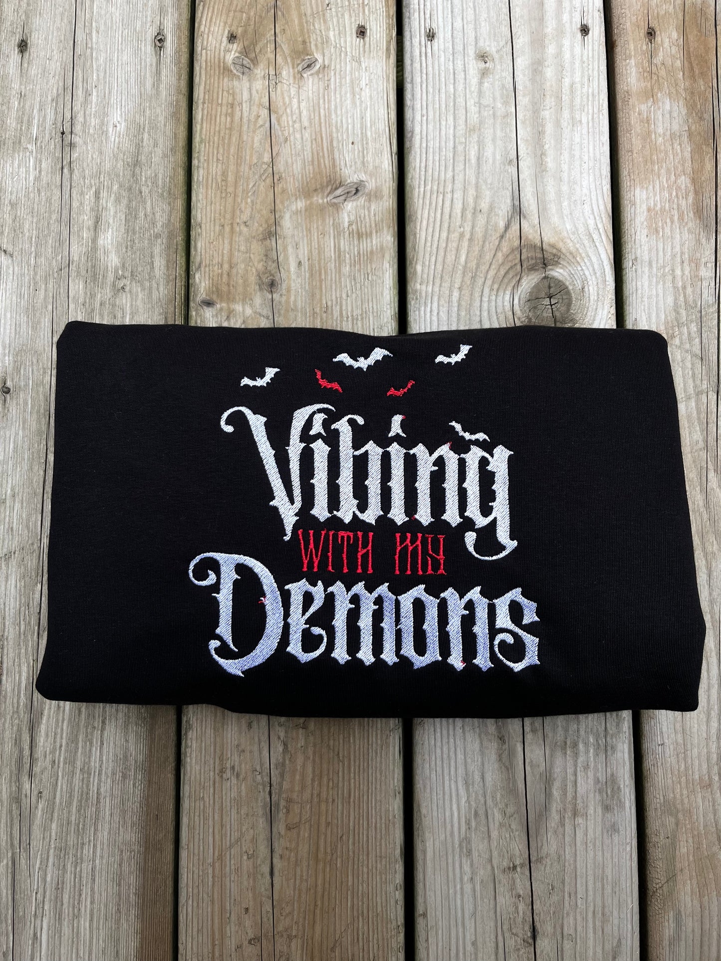 Vibing With My Demons Embroidered Sweater