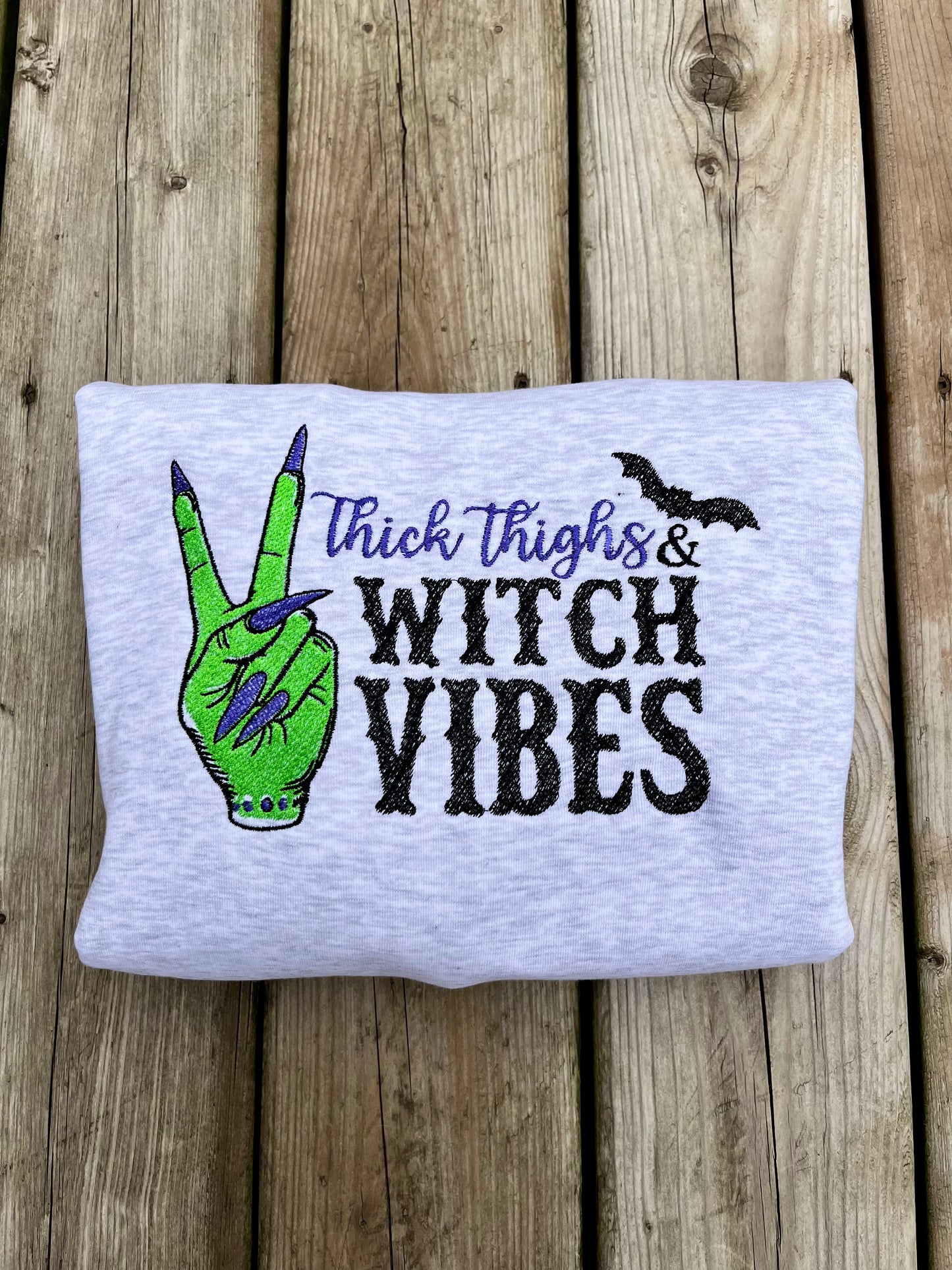Thick Thighs & Witch Vibes Embroidered Sweater