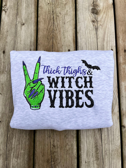 Thick Thighs & Witch Vibes Embroidered Sweater
