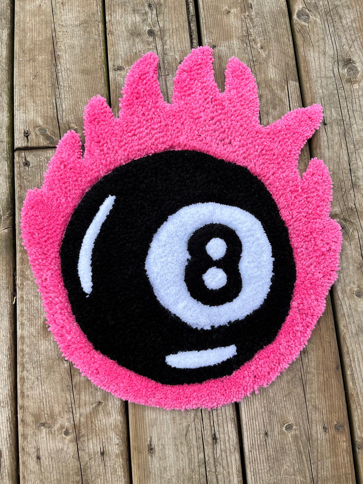 8-Ball Pink Flame Handtufted Rug
