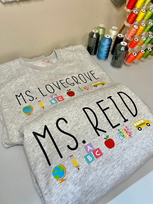 Teacher Name Customizable Pressed Sweater