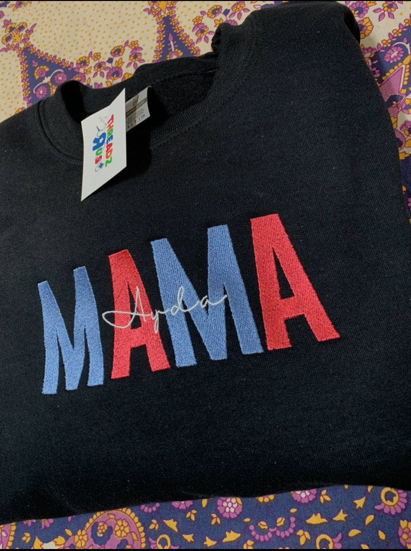 Mama W/Kids Names Custom Embroidered Sweater