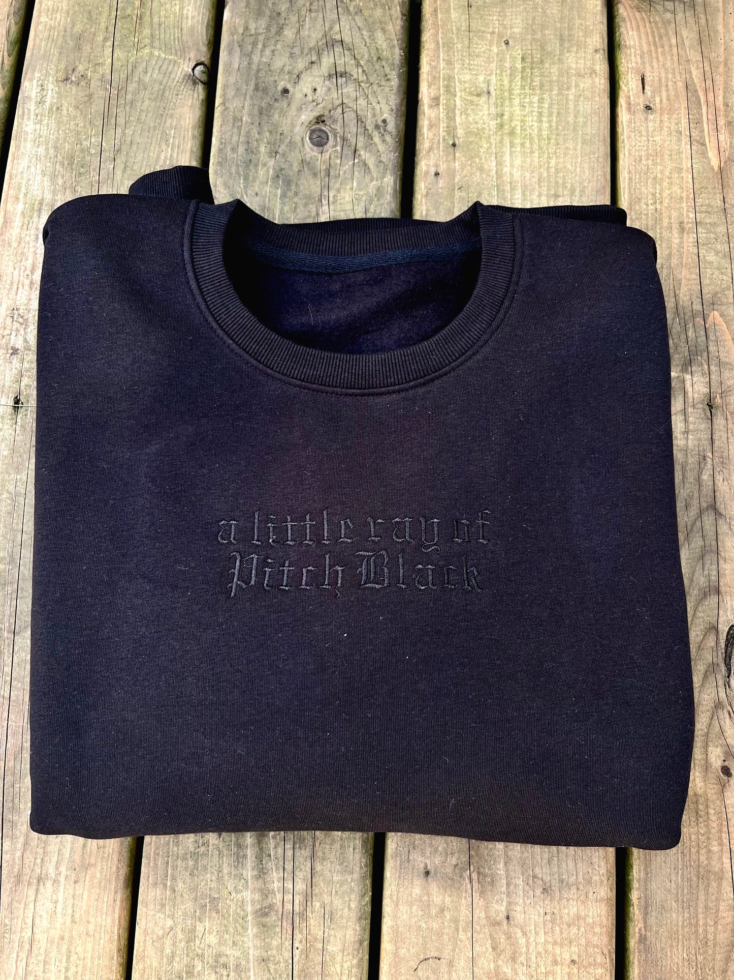 A Little Ray of Pitch Black Embroidered Sweater