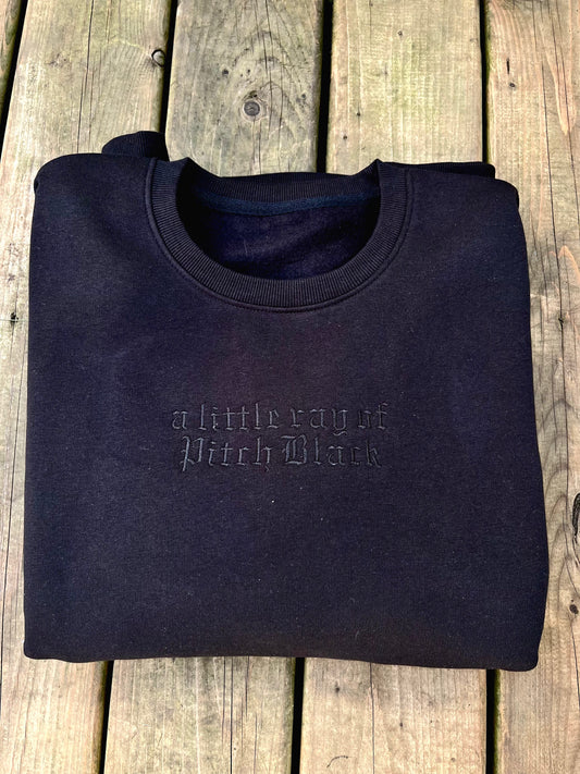 A Little Ray of Pitch Black Embroidered Sweater