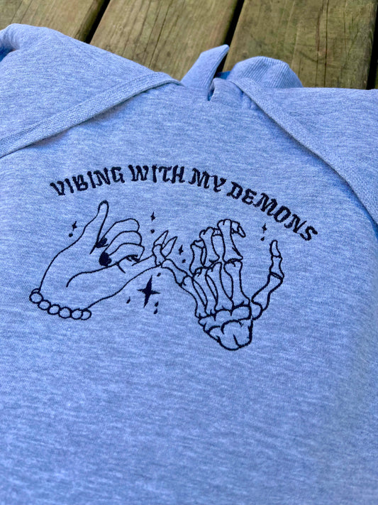 Vibing With My Demons Embroidered Heavyweight Oversized Tee