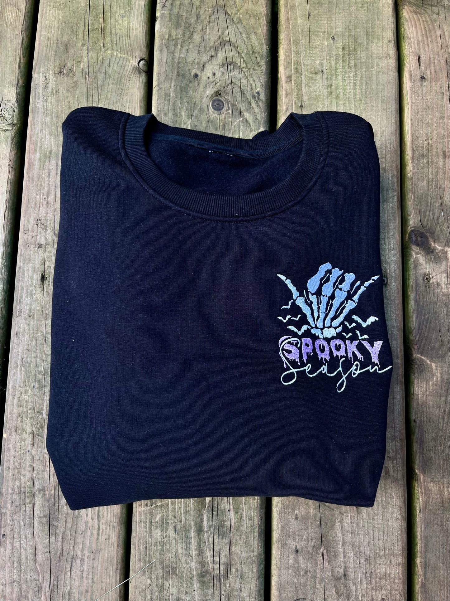 Spooky Season Skeleton Embroidered Sweater