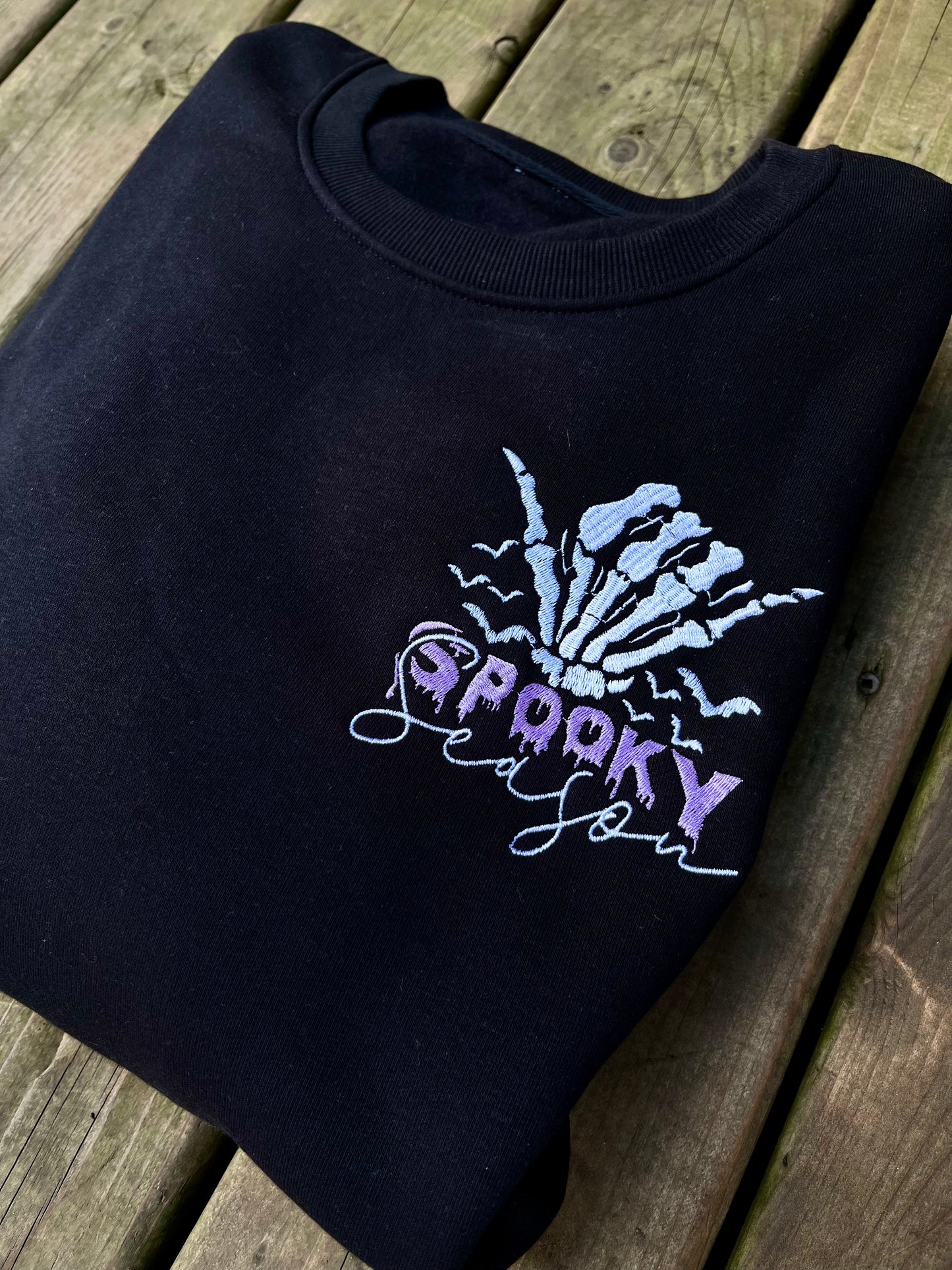 Spooky Season Skeleton Embroidered Sweater