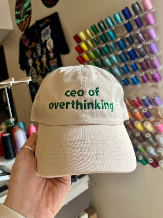 CEO of Overthinking Dad Cap (12 Hat Colours & Customizable Thread Options)