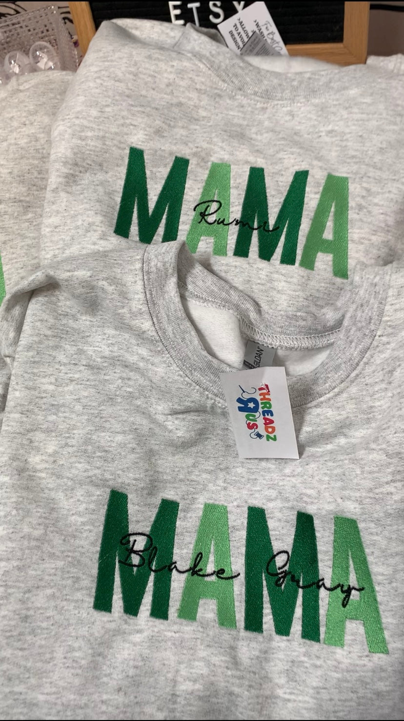 Mama W/Kids Names Custom Embroidered Sweater
