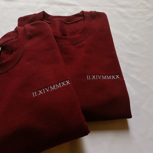 Roman Numerals Embroidered Sweater