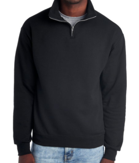 Sustained Logo Black Embroidered 1/4 Zip Sweater