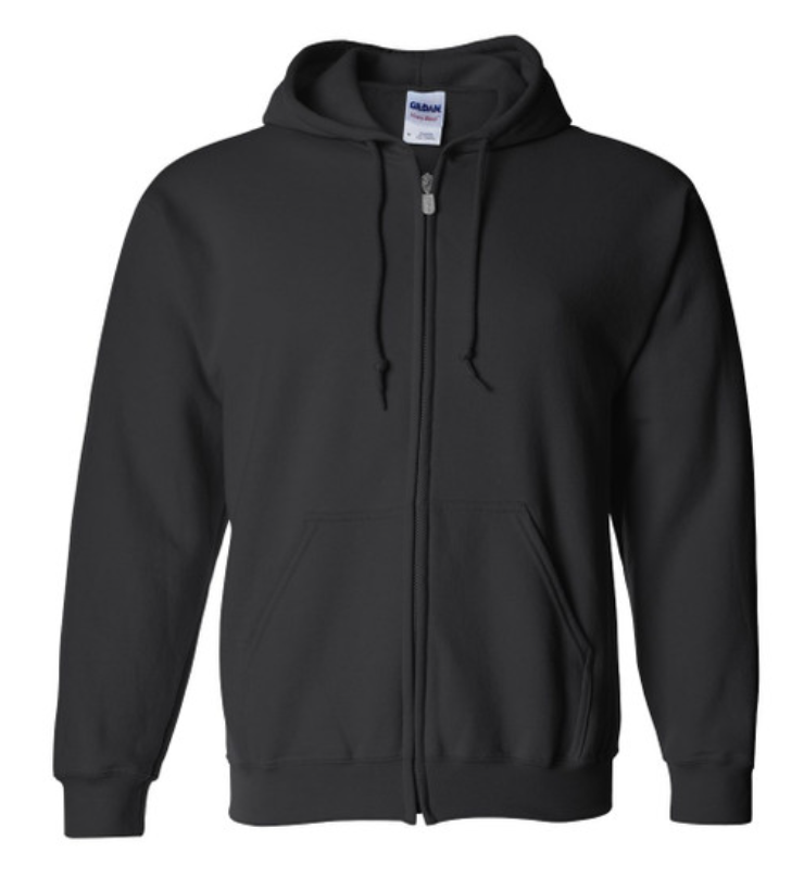 Sustained Logo Black Embroidered Full Zip Hoodie