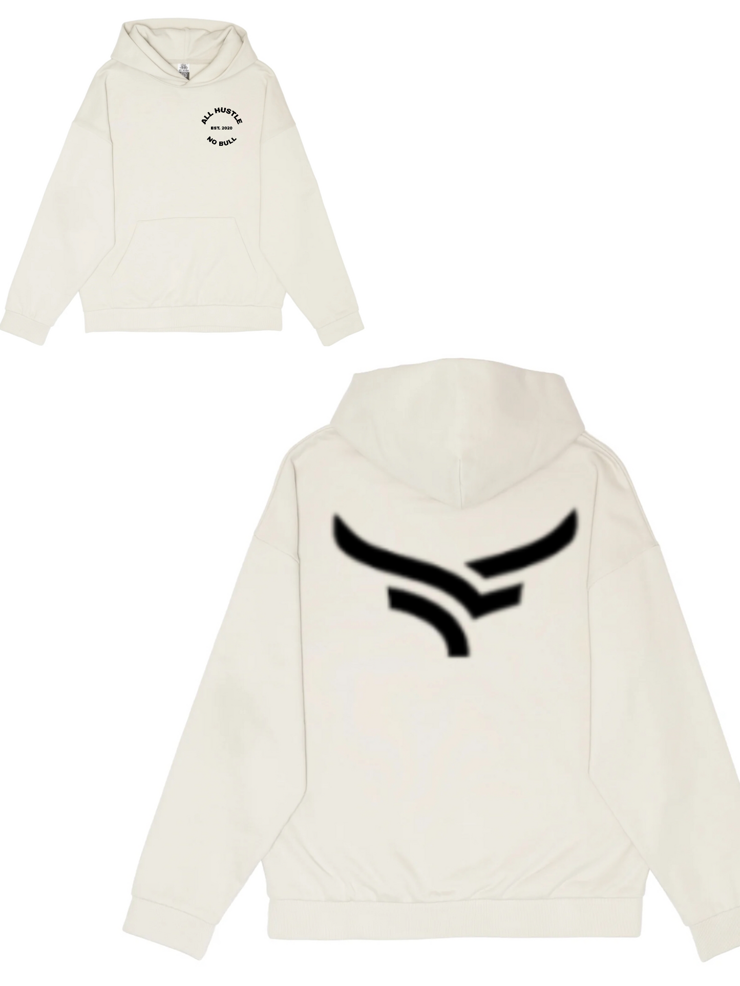Torro Bull Logo Pressed Oversized Heavyweight Hoodie (Icy Beige)