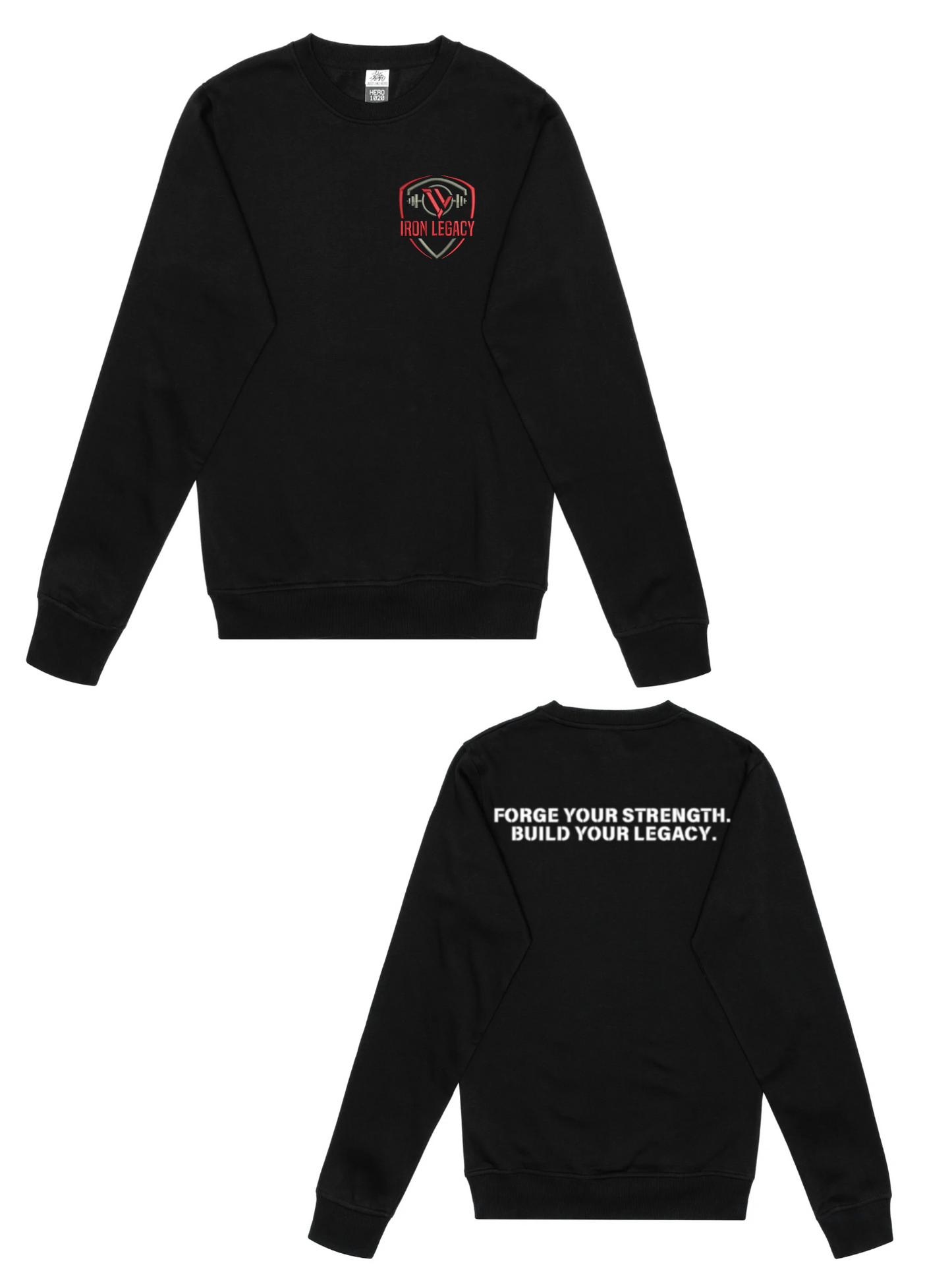 Iron Legacy Embroidered Black Crewneck