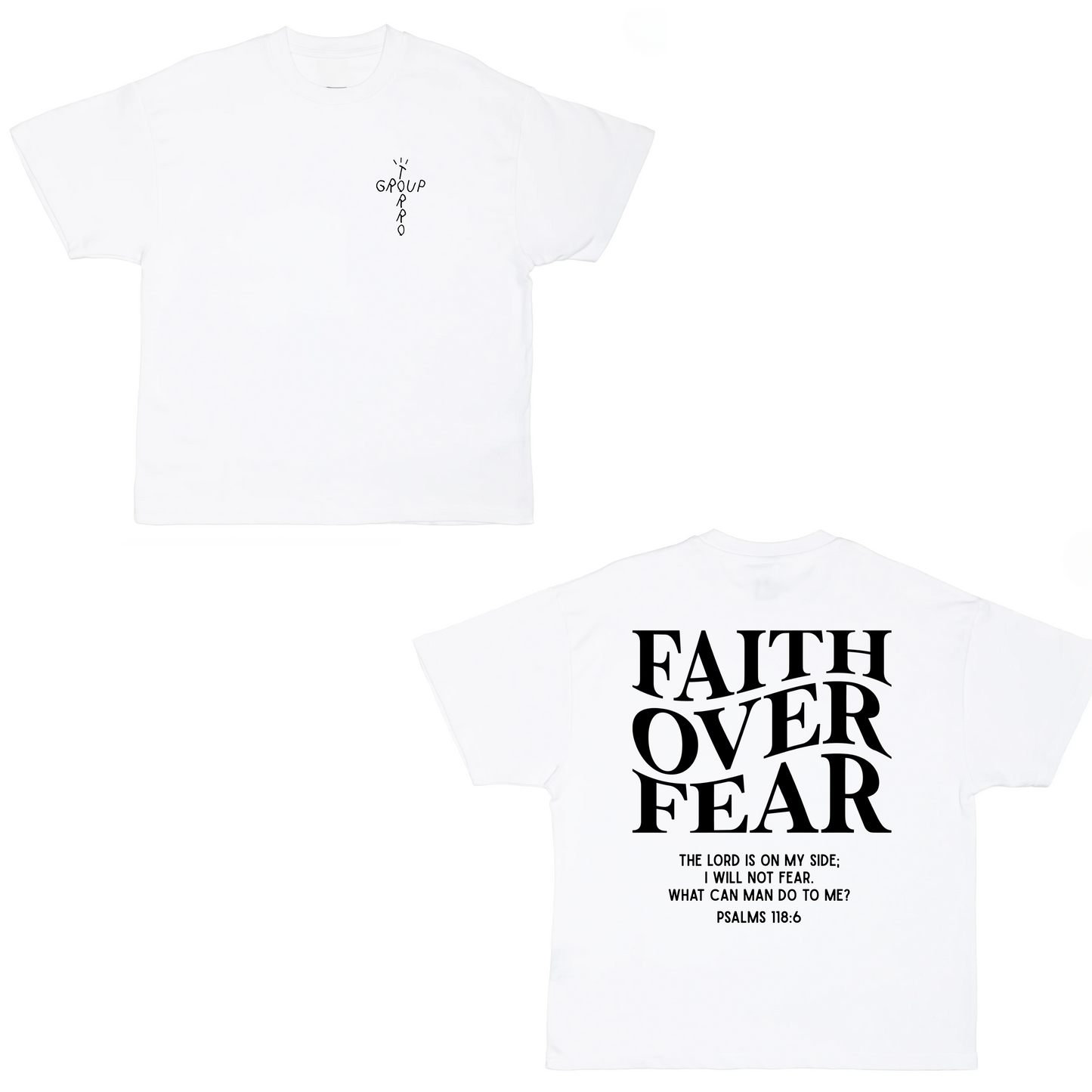 Faith Over Fear Torro Group Oversized Heavyweight T-Shirt (White)