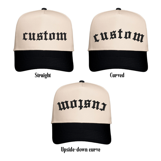Custom Text Embroidered Trucker Hat (Font 6)