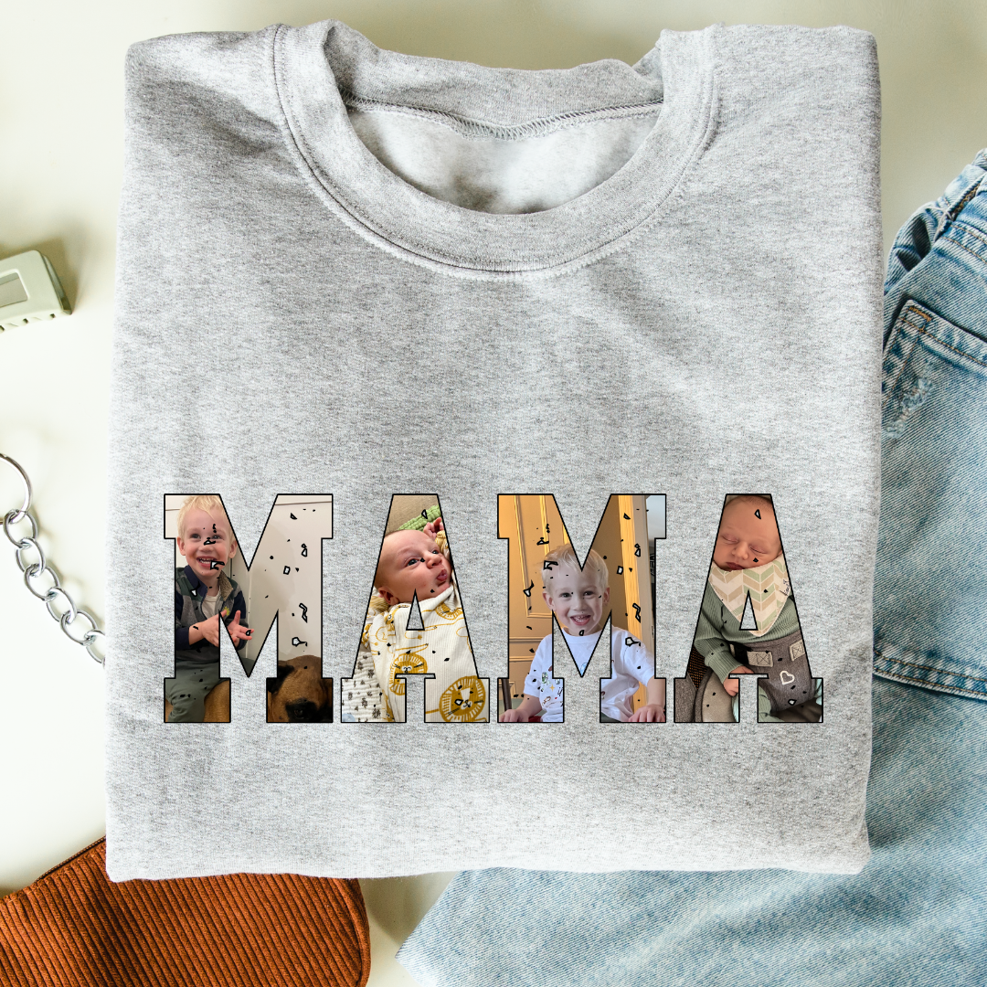 Custom Photo Custom Text 'Mama' Sweater