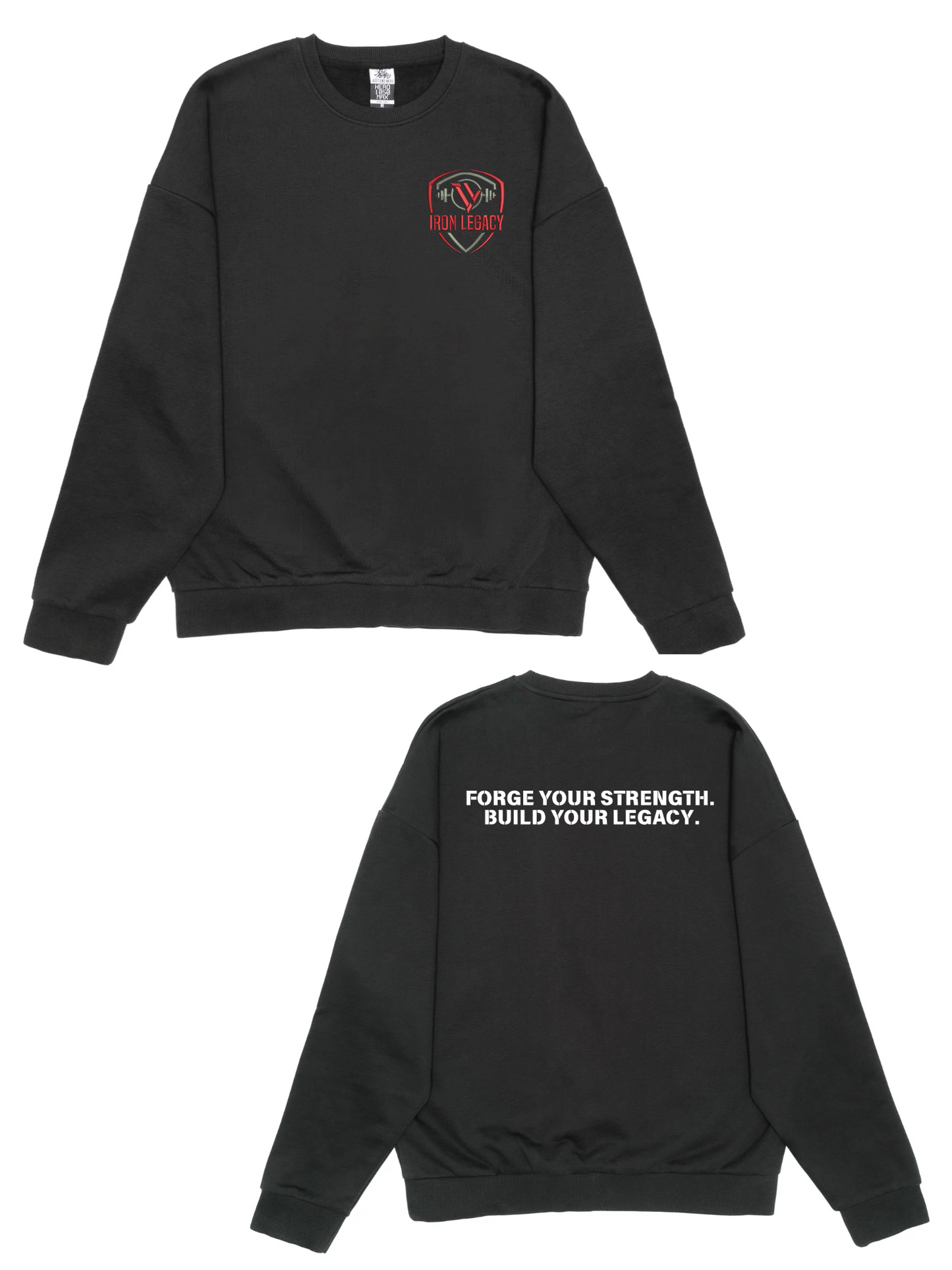 Iron Legacy Dropshoulder Heavy Oversized Embroidered Crewneck **OFF BLACK**